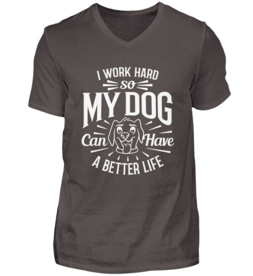I Work Hard - Herren V-Neck Shirt-2618
