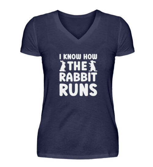 I know how the rabbit runs - V-Neck Damenshirt-198