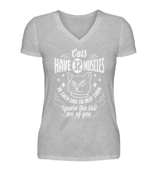 Cats have 32 muscles in each ear - V-Neck Damenshirt-17