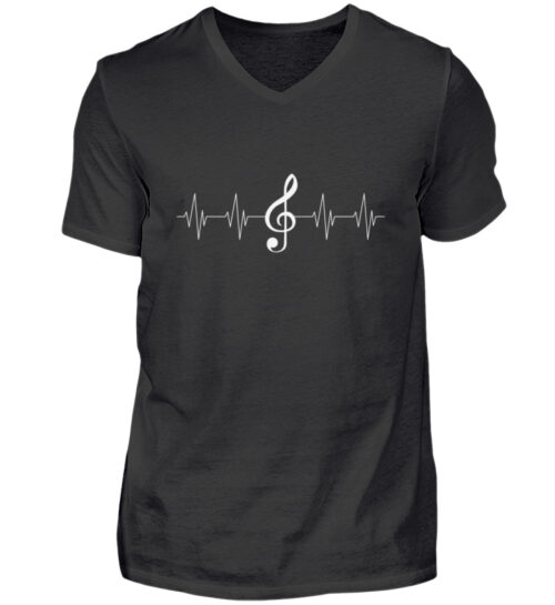 My Heart Beats Like Music - Herren V-Neck Shirt-16