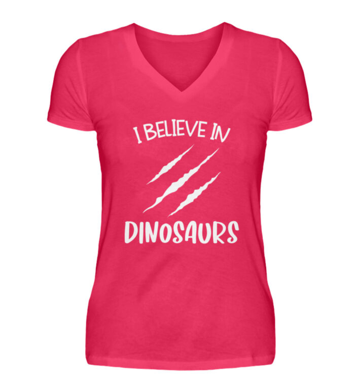 I Believe In Dinosaurs - V-Neck Damenshirt-1610