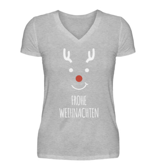 Frohe Weihnachten - Deer - V-Neck Damenshirt-17
